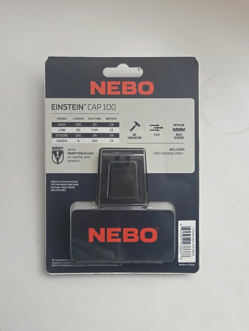 NEBO Einstein Cap 100 LED Clip Light